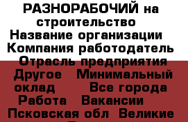 РАЗНОРАБОЧИЙ на строительство › Название организации ­ Компания-работодатель › Отрасль предприятия ­ Другое › Минимальный оклад ­ 1 - Все города Работа » Вакансии   . Псковская обл.,Великие Луки г.